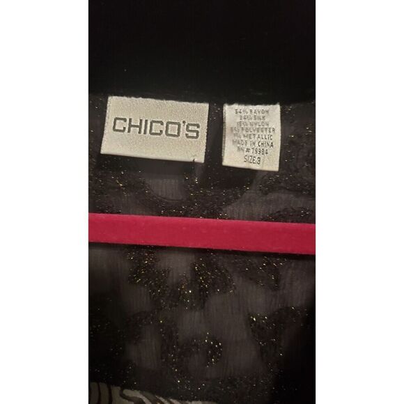 VINTAGE Chico's Kimono 3 Extra Large  Black Silk Blend Velvet Burnout Patchwork - Picture 7 of 12